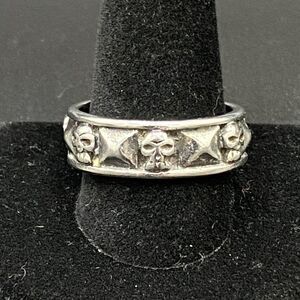 Spikes Stainless Steel Skull Ring Gothic Punk Biker Sz 13.75